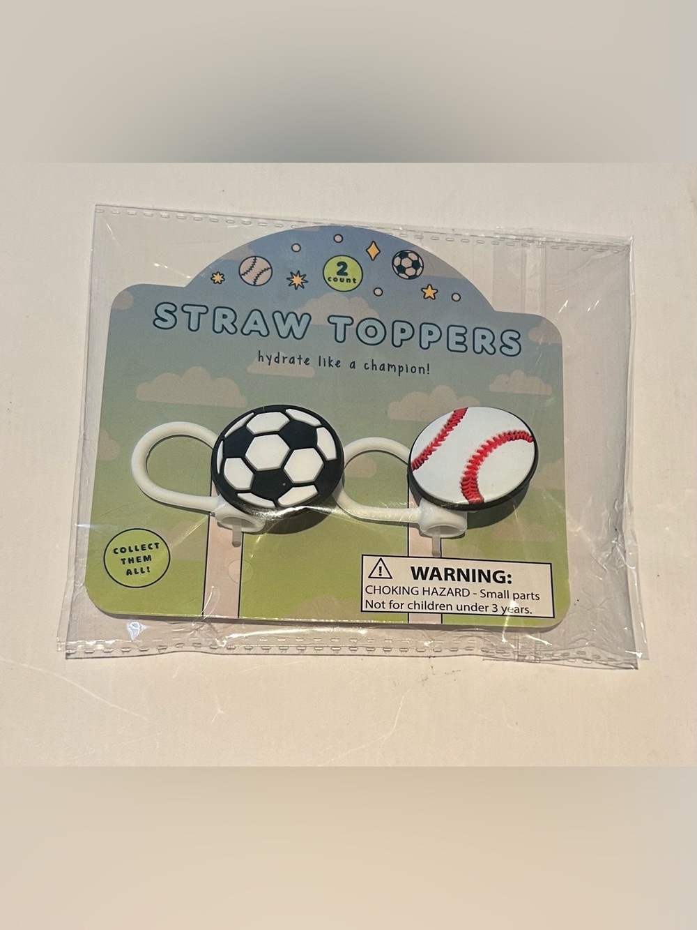Straw Toppers Soccer and Baseball NWT